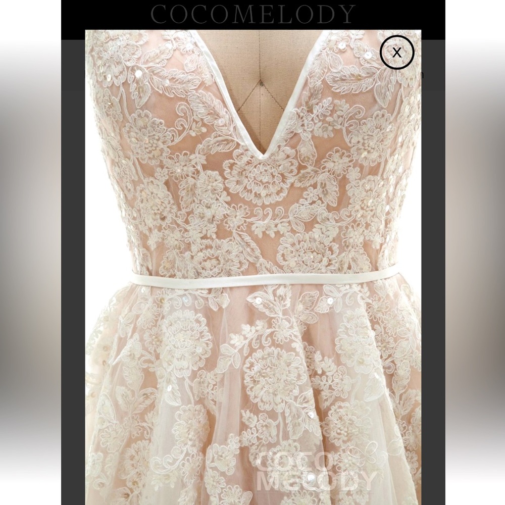 A-Line Court Train Tulle And Lace Wedding Dress, Cocomelody NWT - Picture 3 of 10